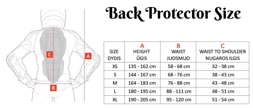 Back Protector size